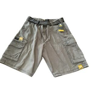 Lee Mens 38 Cargo Shorts Vapor Gray NWT Belted Cotton Utility Pockets Outdoors